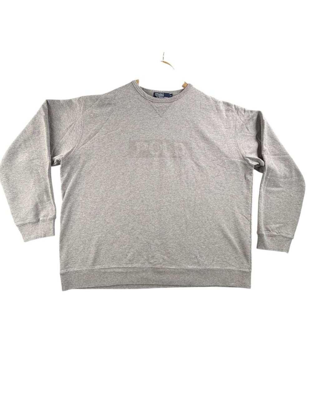 Vintage Polo Ralph Lauren Sweatshirt Men XL Gray Crewneck Tonal POLO Logo Cotton